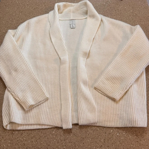 Joie Cardigan Sweater Womens Large Duster Cream Open Front - Picture 2 of 7